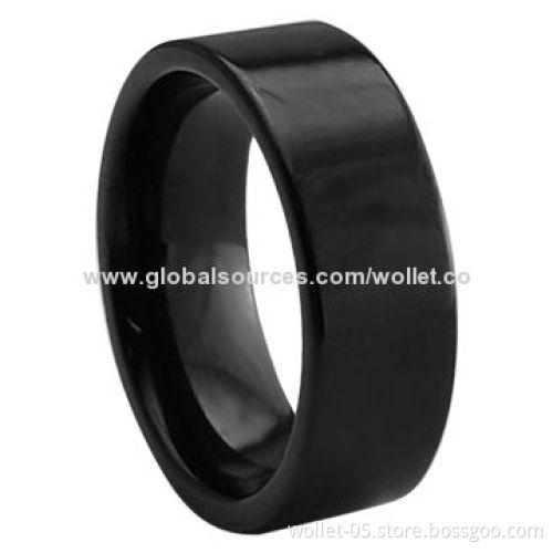 Wholesale Black Band Ring, Made of Tungsten with High-polished, Accept Customization